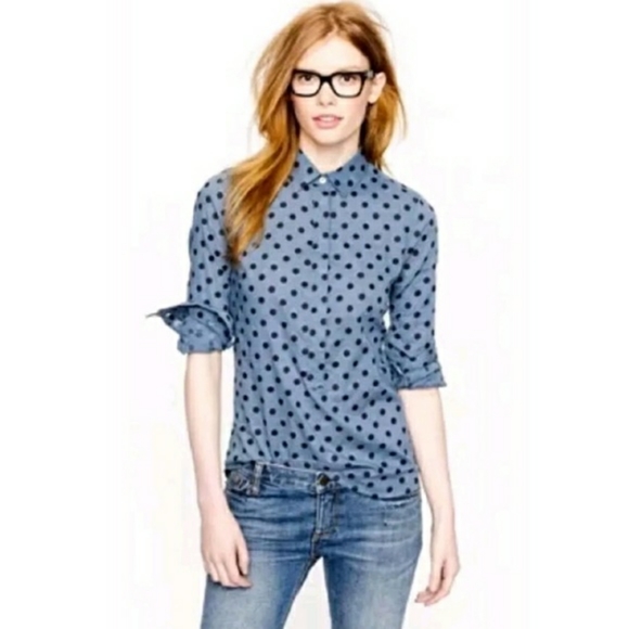 J. Crew Tops - J. CREW Voile Polka Dot Women's Popover Blouse